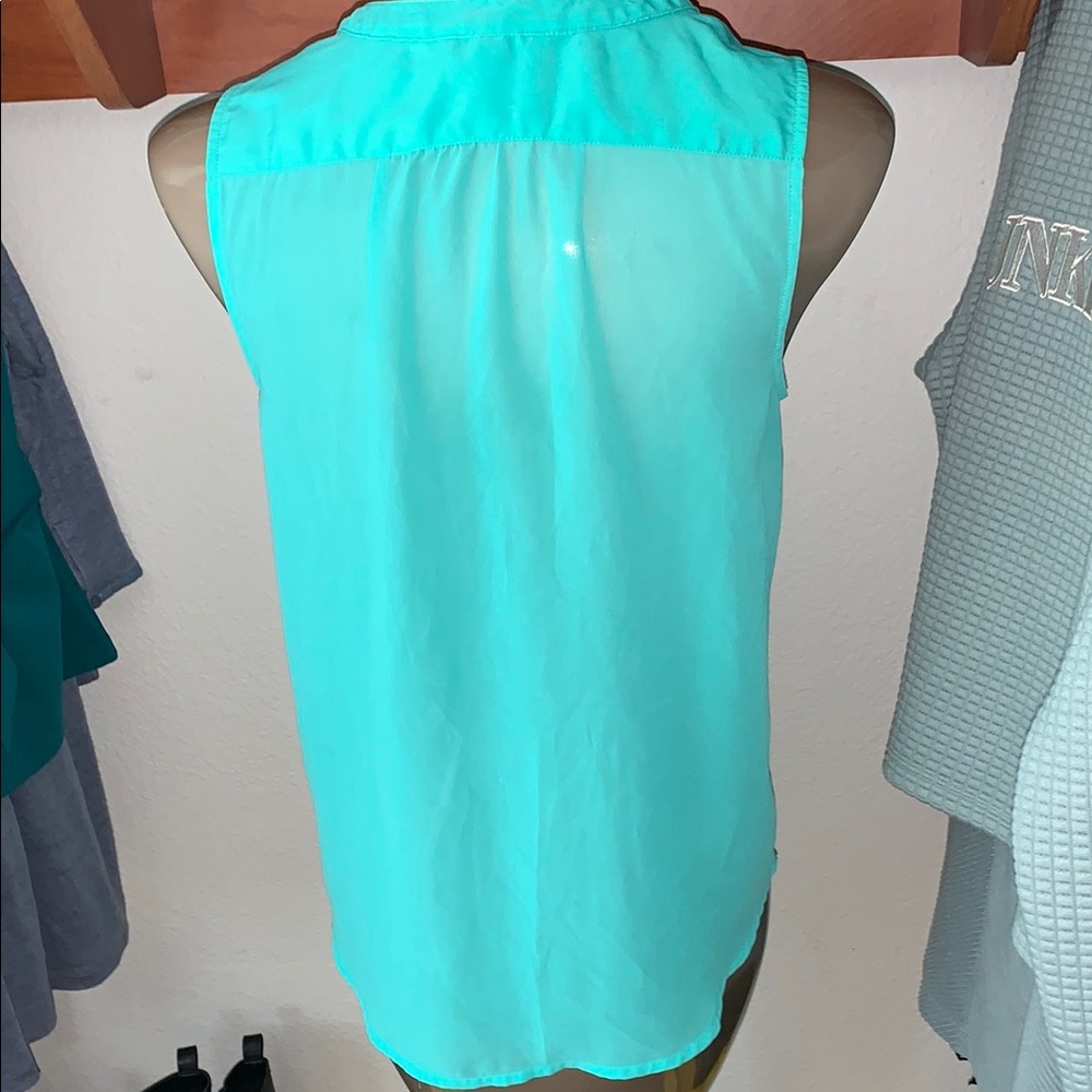 American Eagle Outfitters Sleeveless Turquoise Button-Up Top Small - Picture 4 of 6